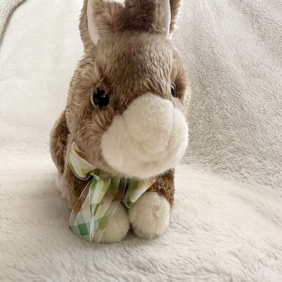 Ty Classic Easter Bunny Rabbit Plush Stuffed Animal 11" Brown Green Ribbon 2007 - Picture 2 of 4
